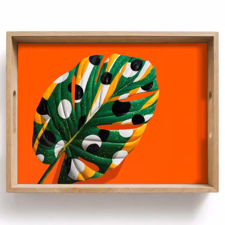 Dienblad - Blad - Oranje - Stippen - Kleurrijk — 1
