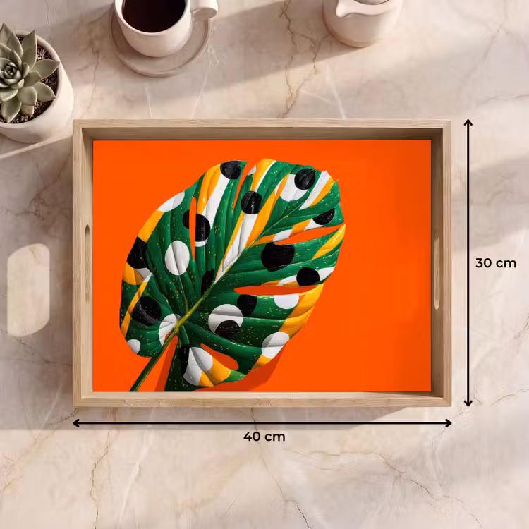 Dienblad - Blad - Oranje - Stippen - Kleurrijk — 9