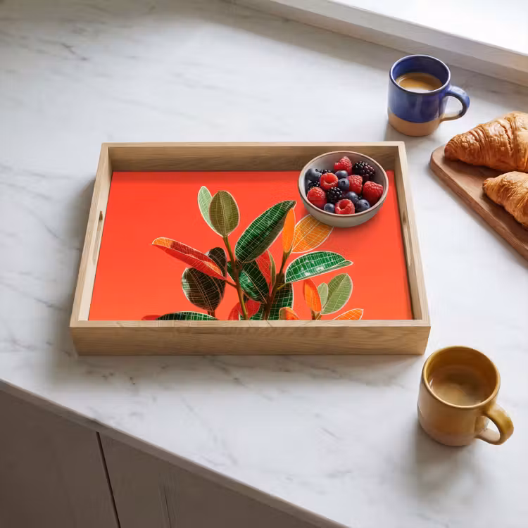 Dienblad - Bladeren - Nerven - Oranje - Structuur — 4