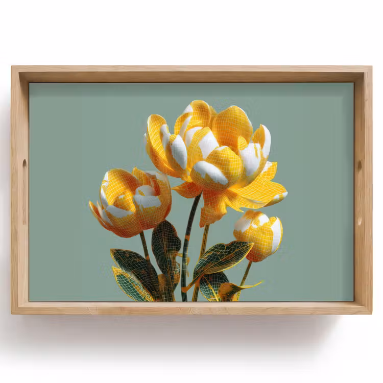 Dienblad - Bloemen - Geel - Bladeren - Structuur — 1
