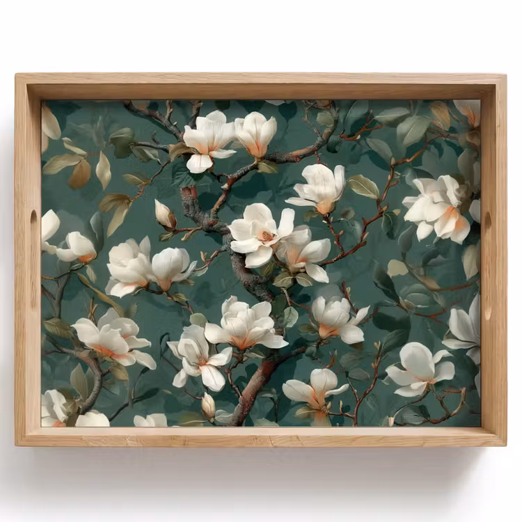 Dienblad - Bloemen - Takken - Wit - Klassiek — 1