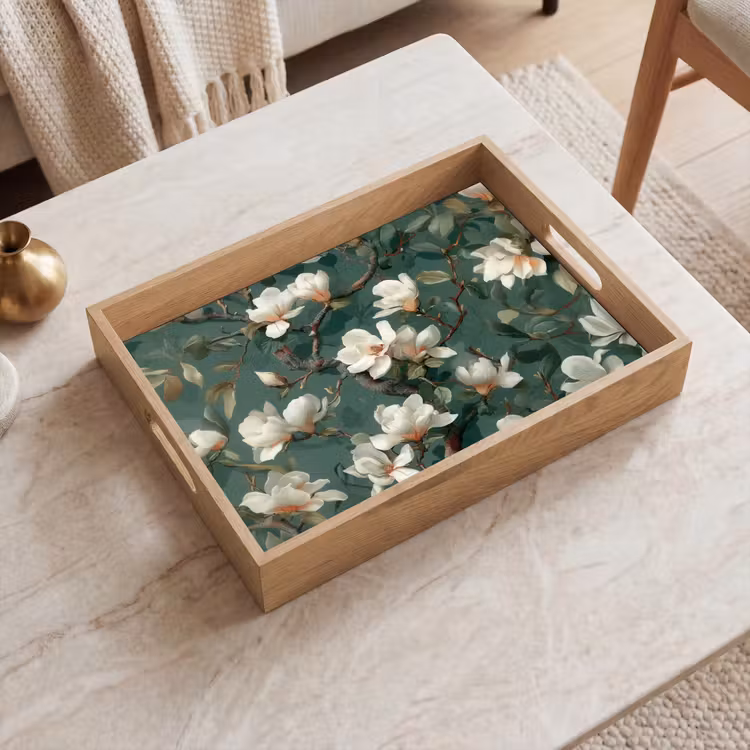 Dienblad - Bloemen - Takken - Wit - Klassiek — 2