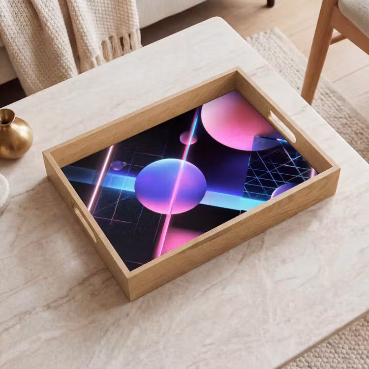 Dienblad - Bollen - Neon - Lijnen - Roze — 2