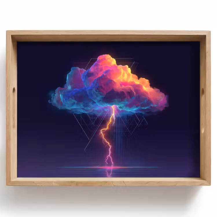 Dienblad - Donderwolk - Bliksemschicht - Licht - Blauw — 1