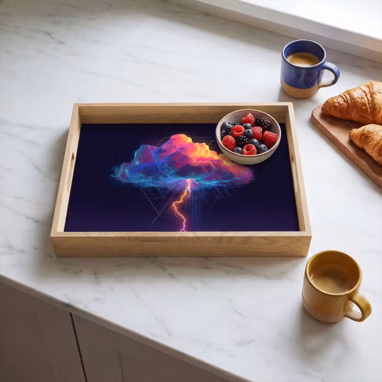 Dienblad - Donderwolk - Bliksemschicht - Licht - Blauw — 4