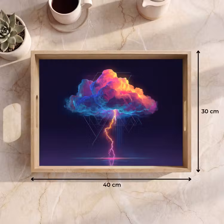 Dienblad - Donderwolk - Bliksemschicht - Licht - Blauw — 9