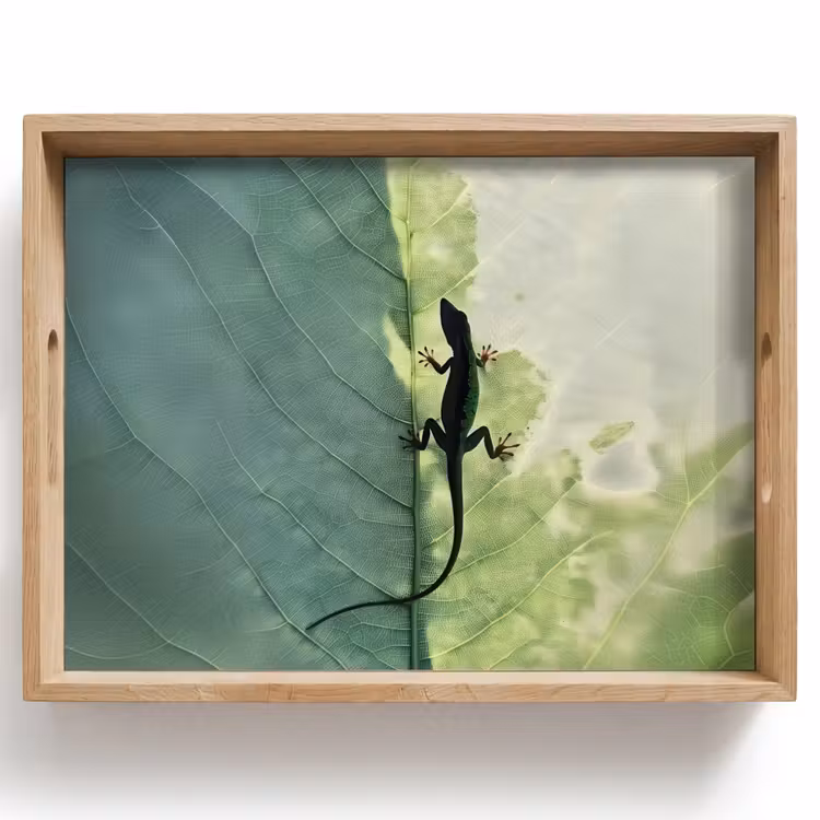 Dienblad - Hagedis - Blad - Nerven - Groen — 1