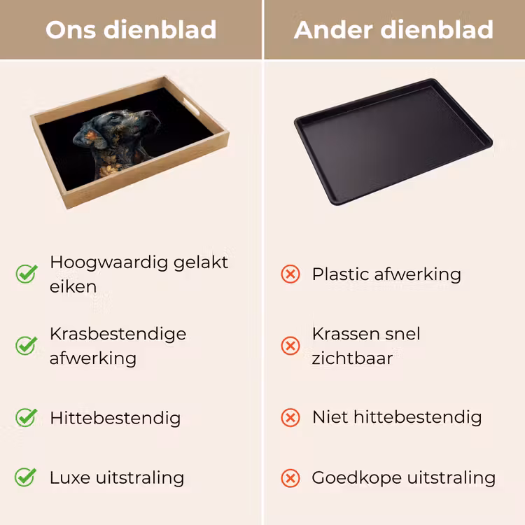 Dienblad - Hond - Zwart - Bloemen — 3