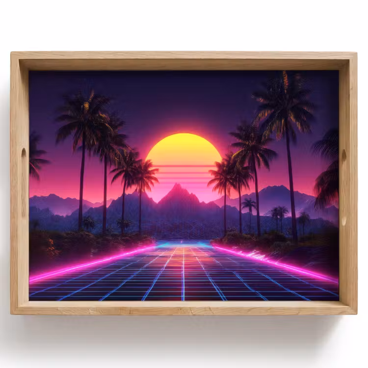 Dienblad - Horizon - Palmbomen - Bergen - Geel — 1