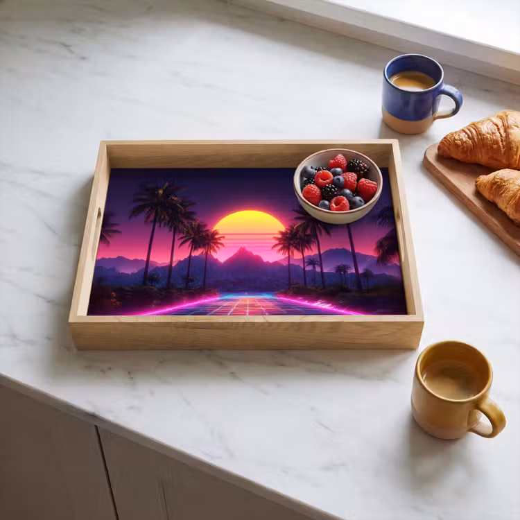 Dienblad - Horizon - Palmbomen - Bergen - Geel — 4