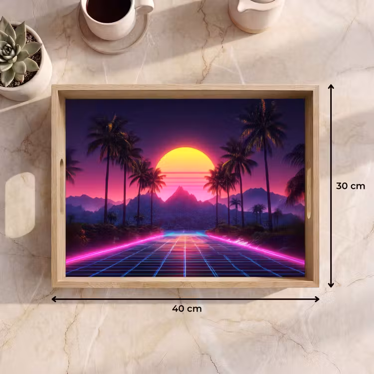 Dienblad - Horizon - Palmbomen - Bergen - Geel — 9