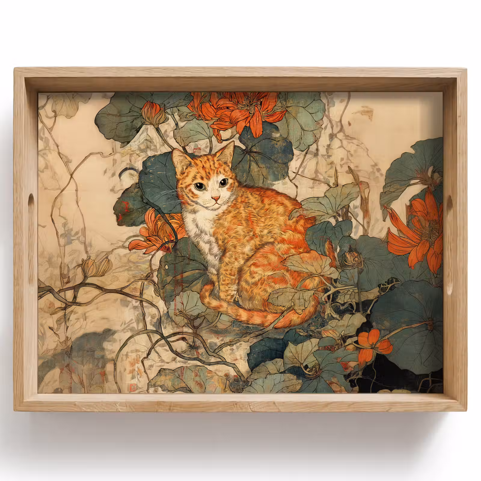 Dienblad - Kat - Sierlijk - Bloemen — 1
