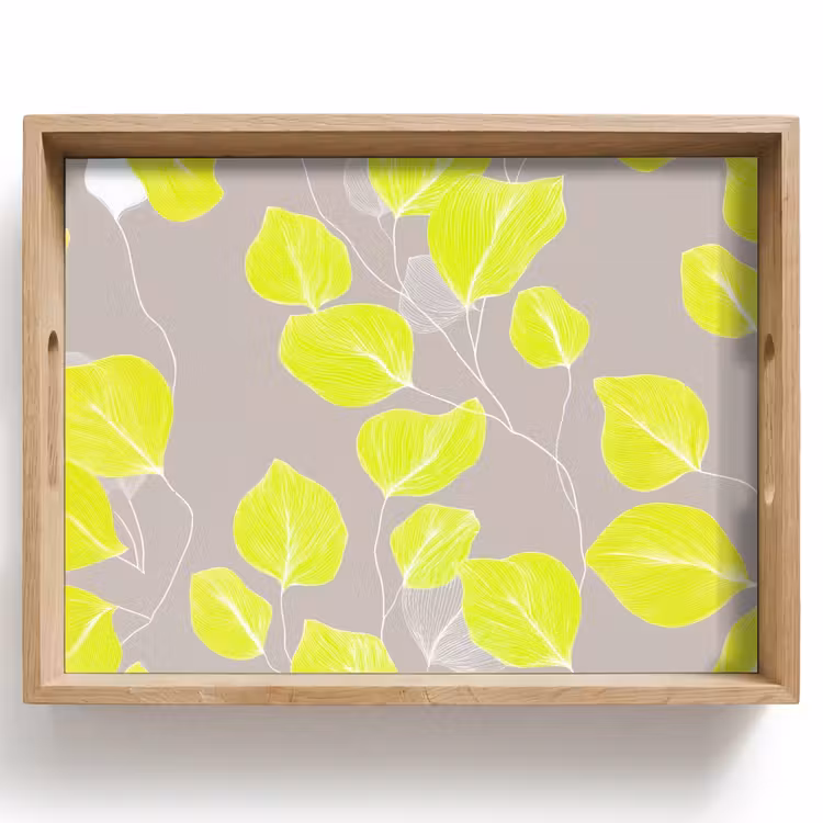 Dienblad - Bladeren - Neon - Geel - Lijnen — 1
