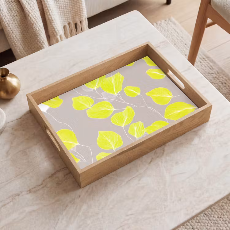 Dienblad - Bladeren - Neon - Geel - Lijnen — 2