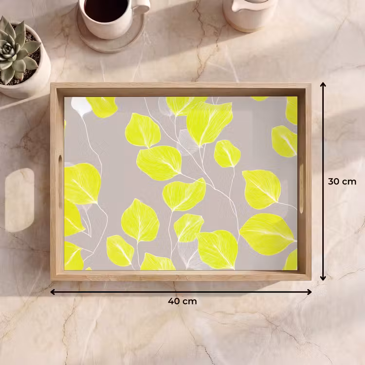 Dienblad - Bladeren - Neon - Geel - Lijnen — 9