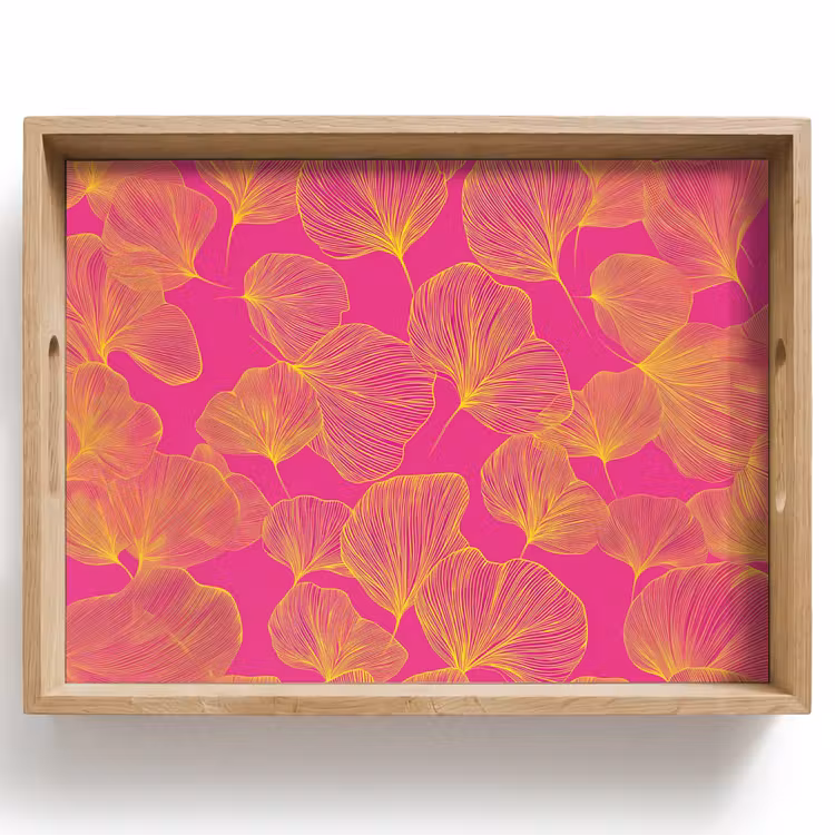 Dienblad - Bladeren - Nerven - Grafisch - Roze — 1