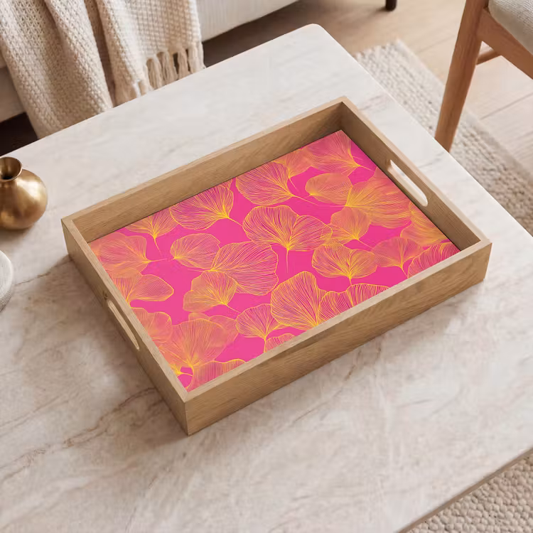 Dienblad - Bladeren - Nerven - Grafisch - Roze — 2