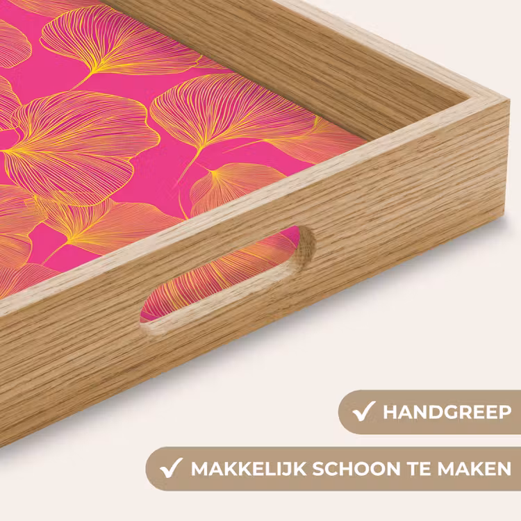 Dienblad - Bladeren - Nerven - Grafisch - Roze — 5