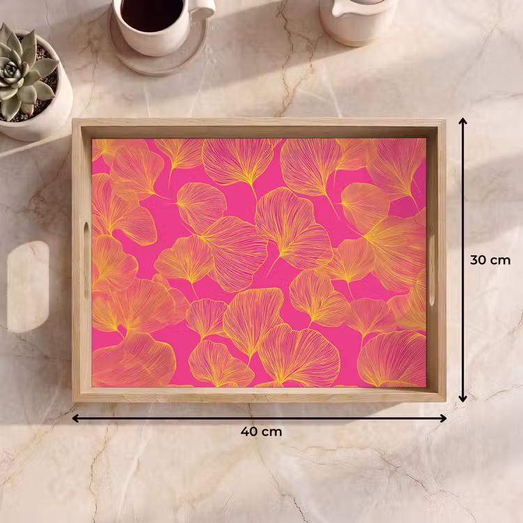 Dienblad - Bladeren - Nerven - Grafisch - Roze — 9