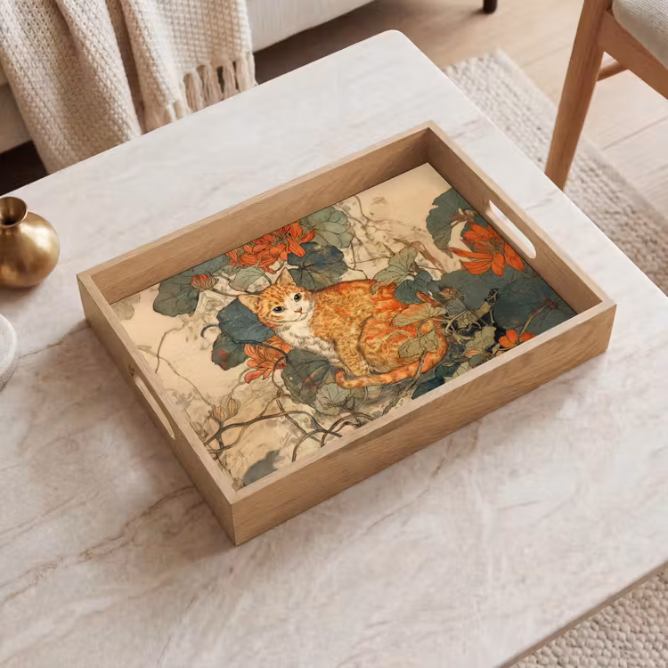 Dienblad - Kat - Sierlijk - Bloemen — 2