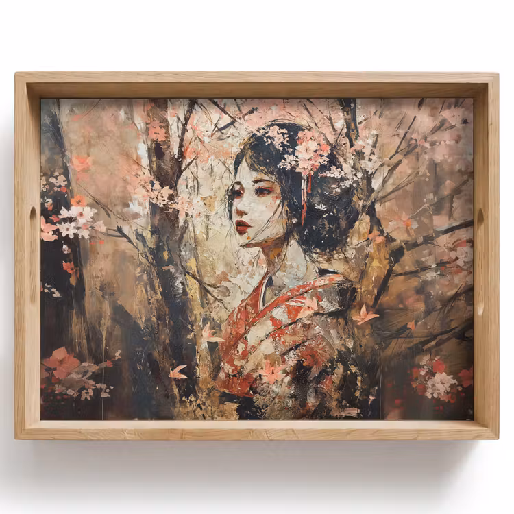 Dienblad - Kimono - Vrouw - kersenbomen — 1