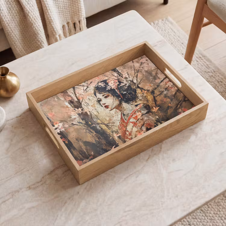 Dienblad - Kimono - Vrouw - kersenbomen — 2