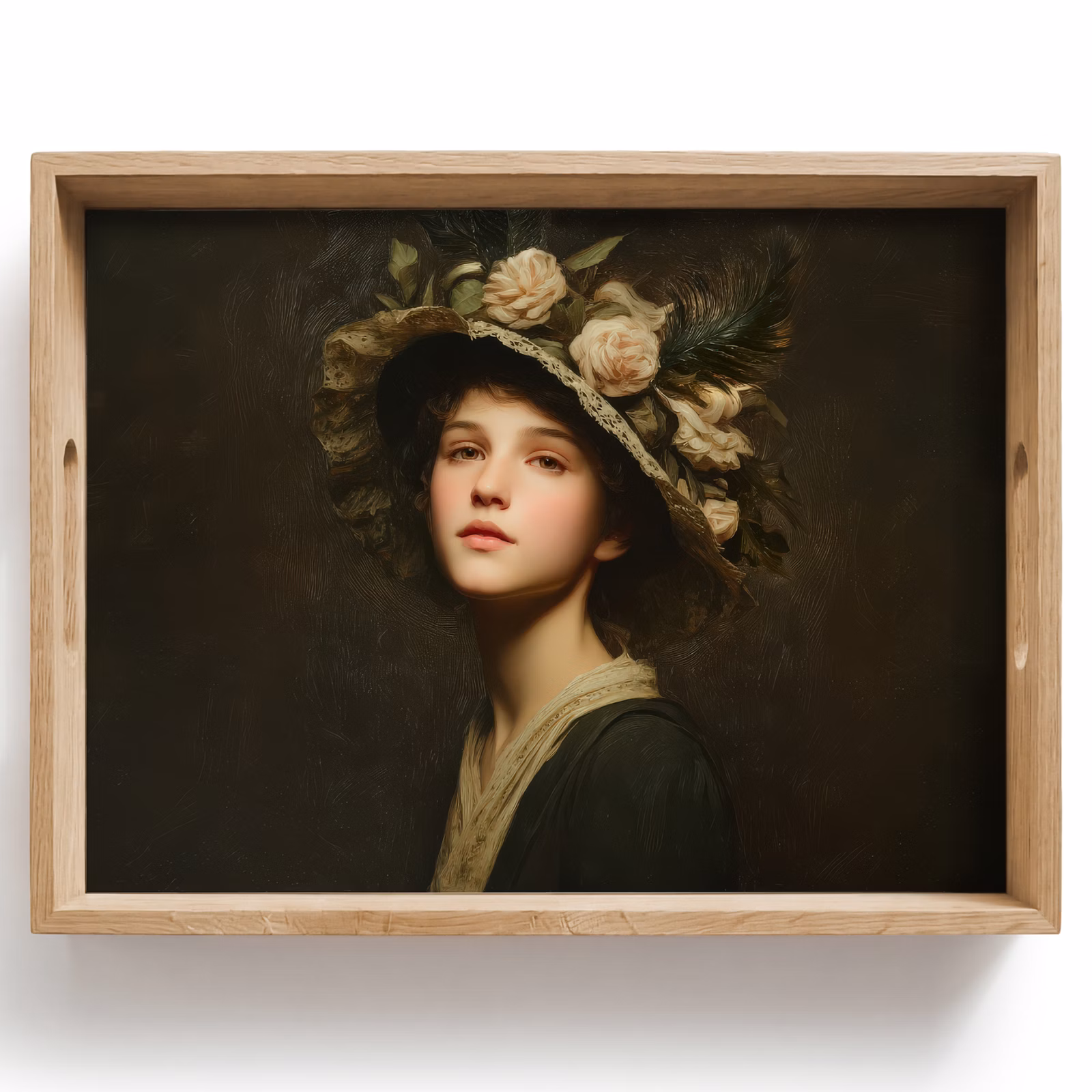 Dienblad - Bloemenhoed - Portret - Vrouw — 1