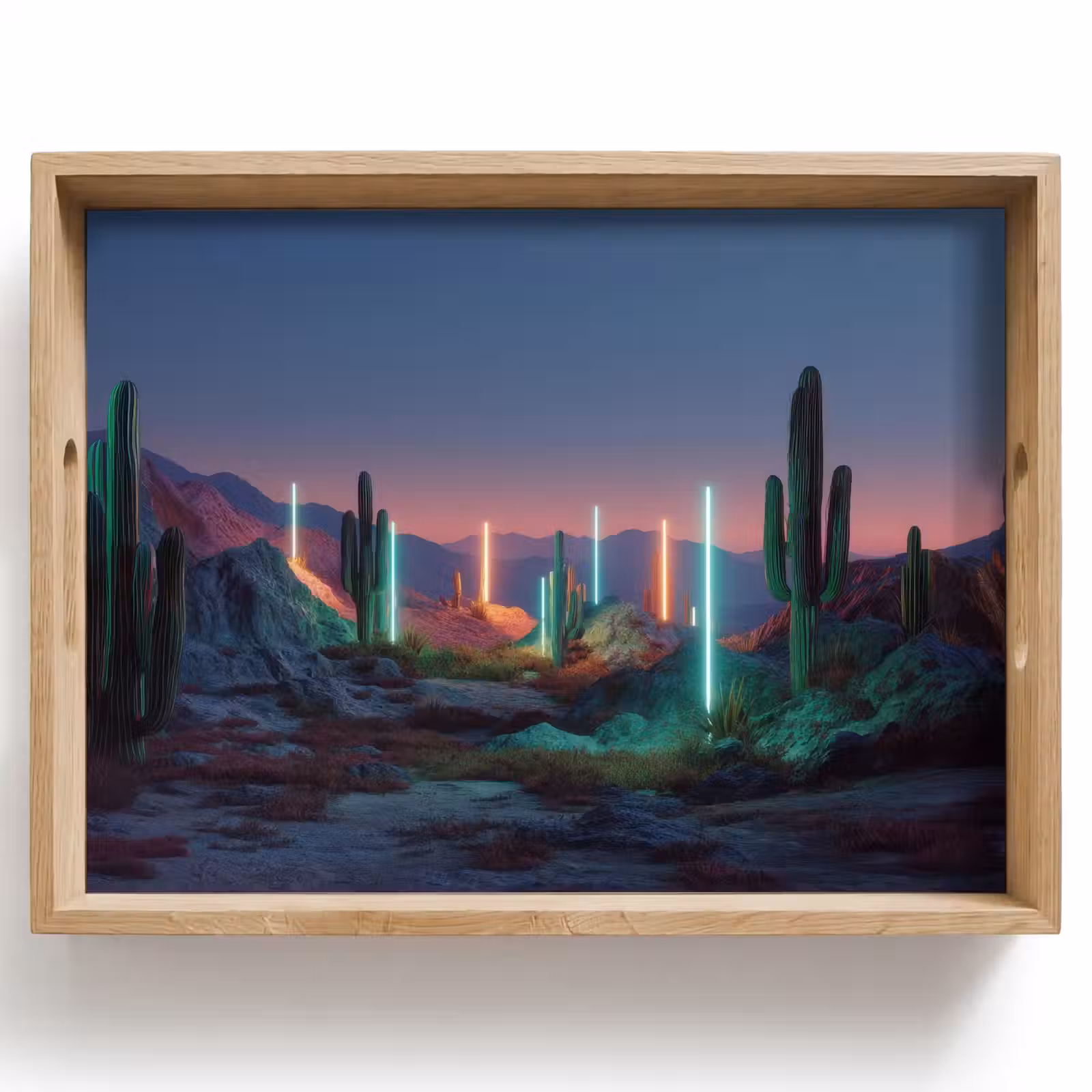 Dienblad - Cactus - Lichtzuilen - Zonsondergang — 1