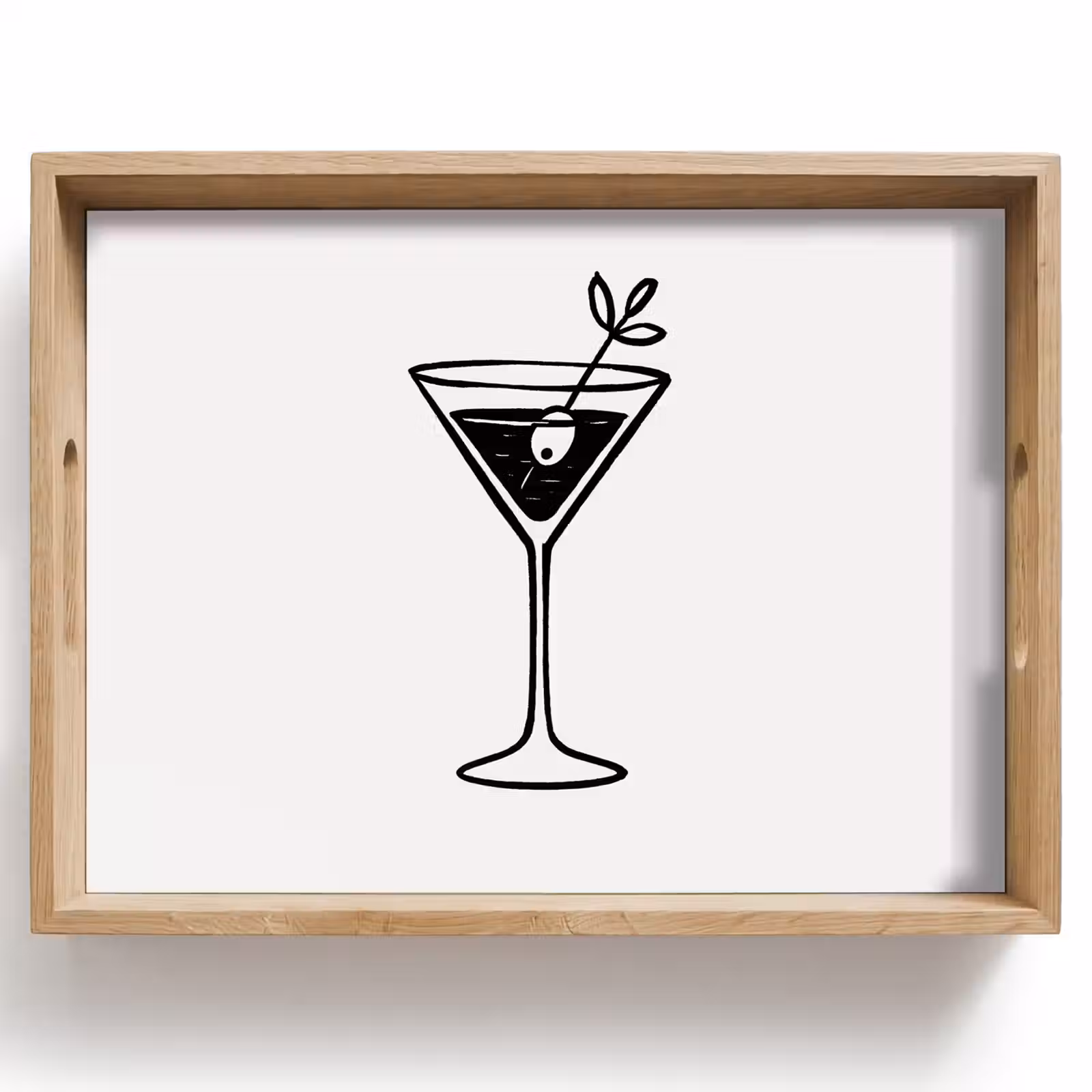 Dienblad - Cocktail - Glas - Olijf - Minimalistisch — 1