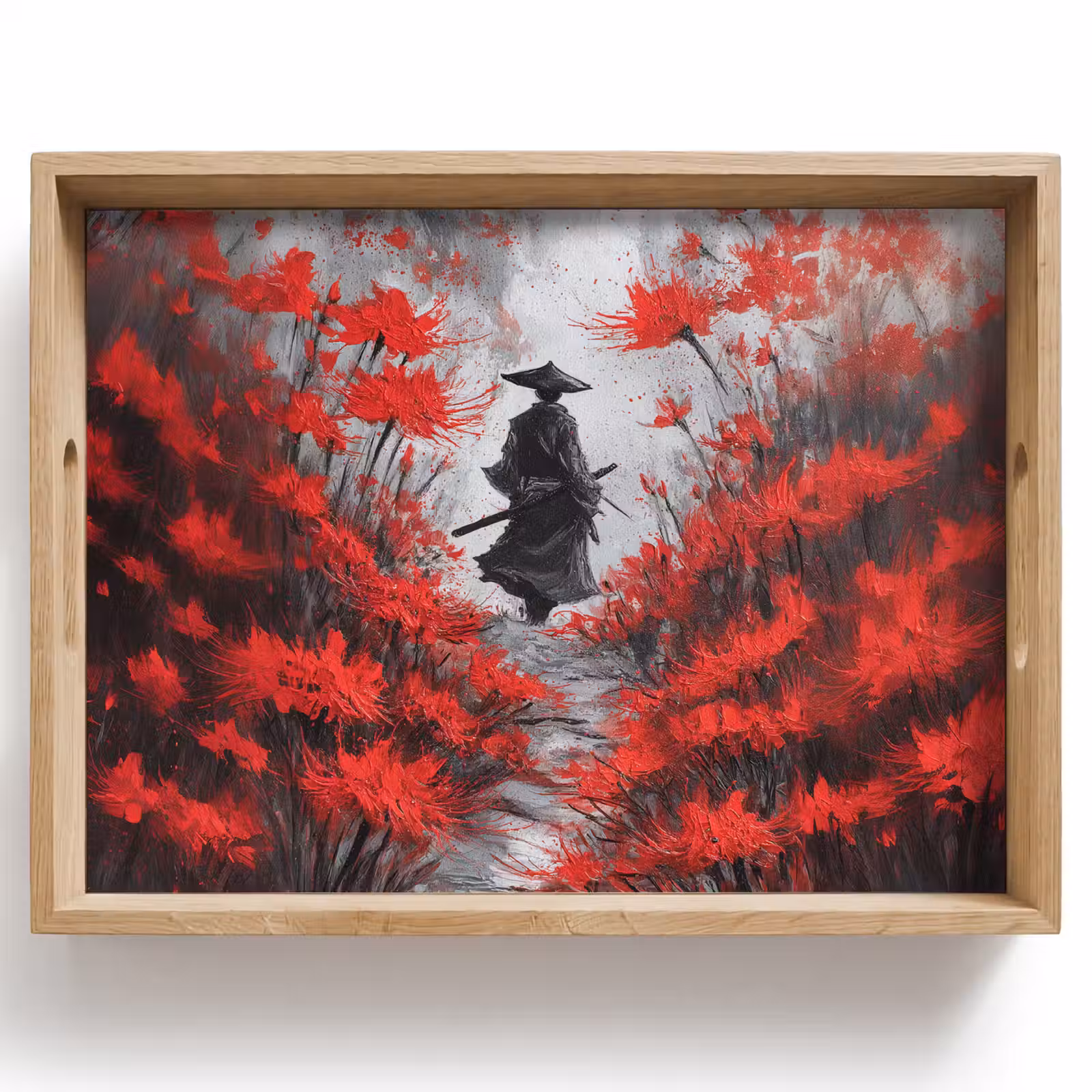 Dienblad - Rode bloemen - mistig - Man — 1
