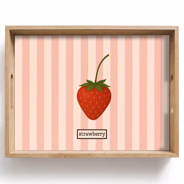 Dienblad - Aardbei - Strepen - Minimalistisch - Rood — 1