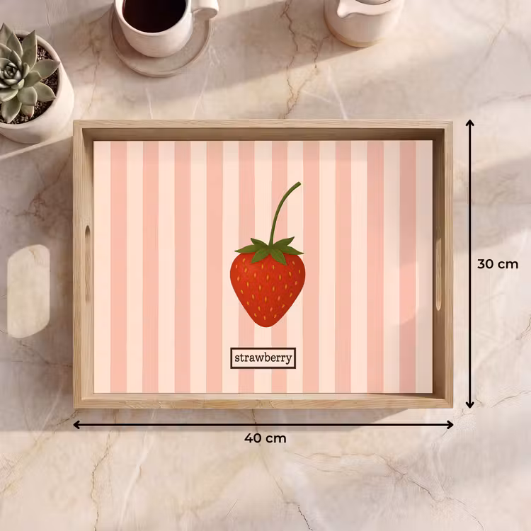 Dienblad - Aardbei - Strepen - Minimalistisch - Rood — 9