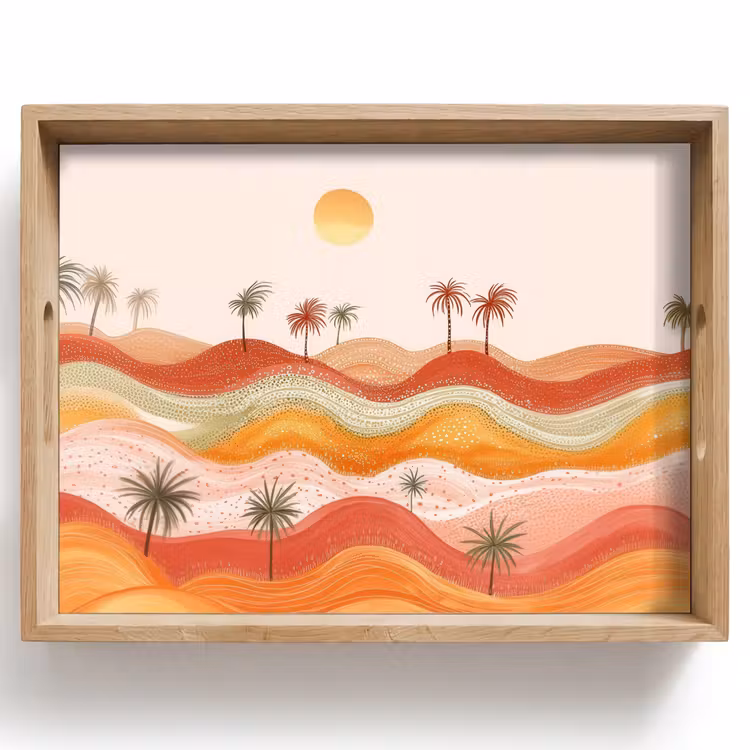 Dienblad - Abstract landschap - Palmbomen - Kleurrijk — 1