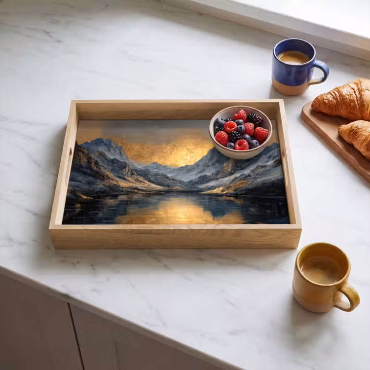 Dienblad - Berglandschap met Gouden Zonsondergang — 4
