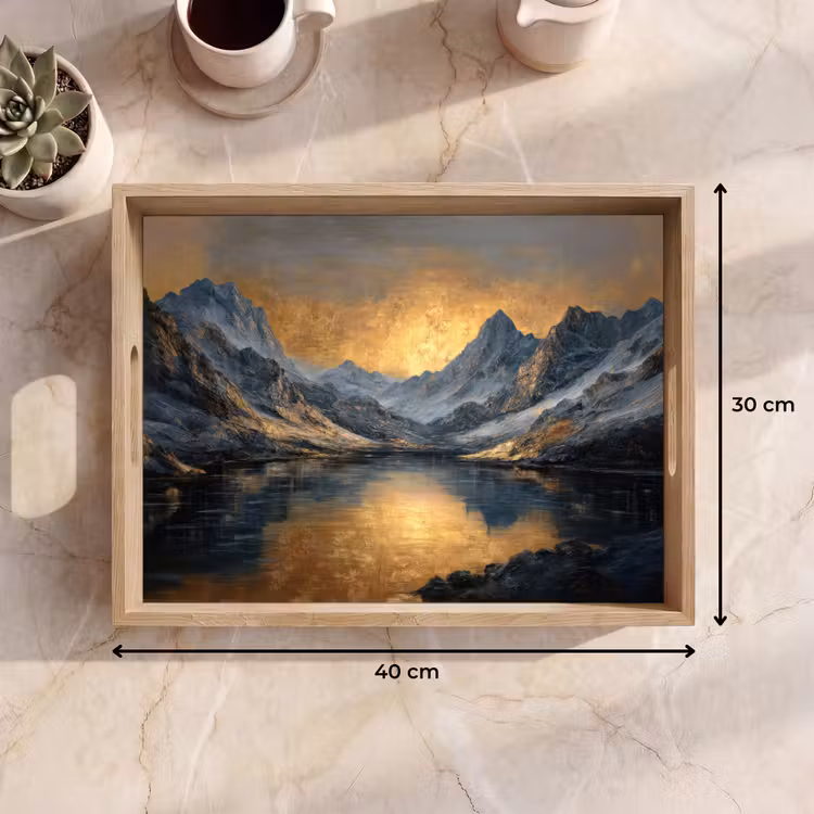 Dienblad - Berglandschap met Gouden Zonsondergang — 9