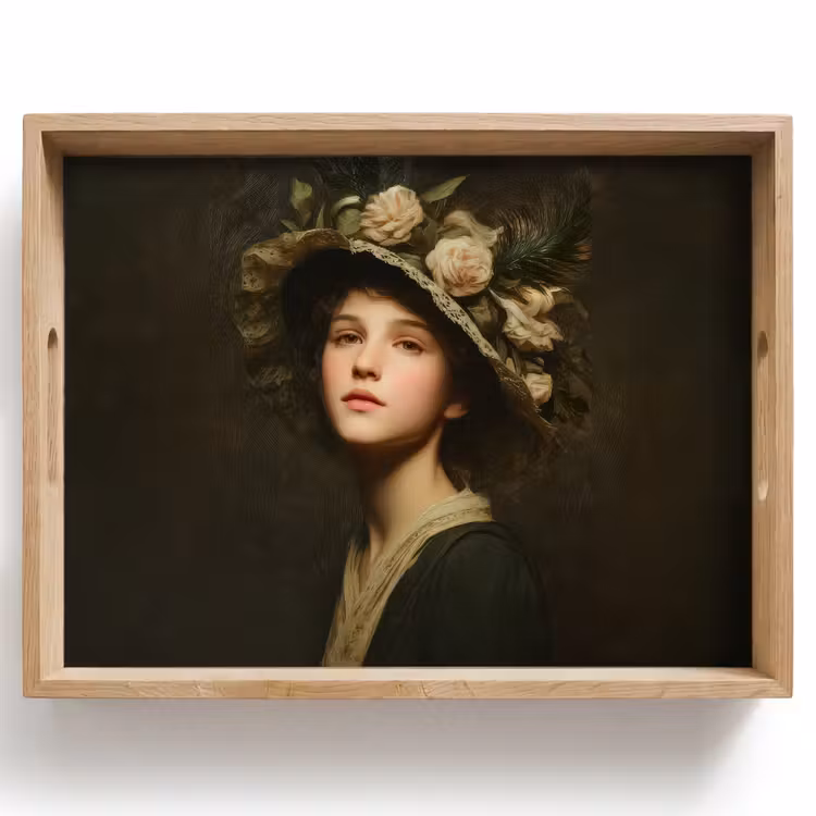 Dienblad - Bloemenhoed - Portret - Vrouw — 1