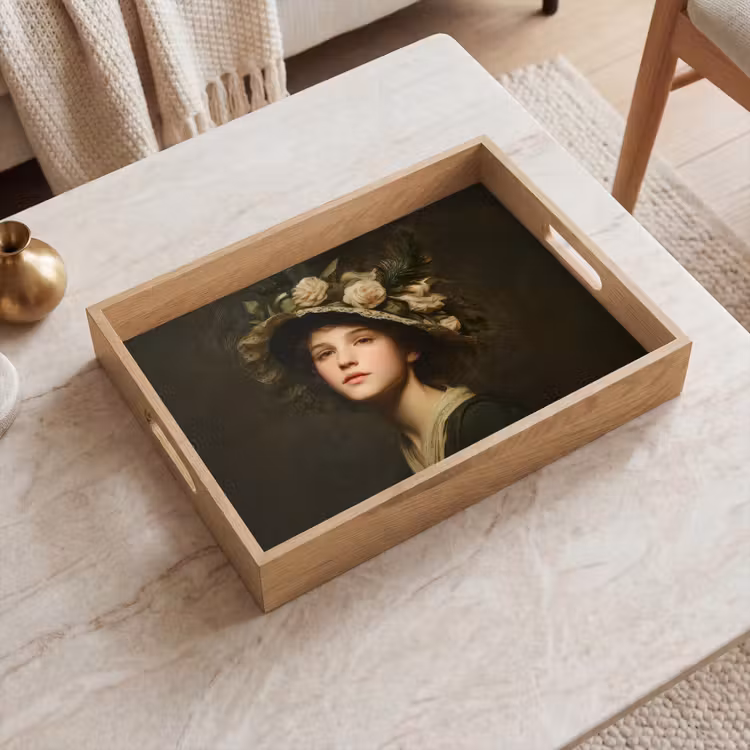 Dienblad - Bloemenhoed - Portret - Vrouw — 2