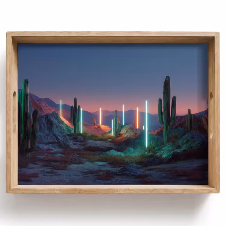 Dienblad - Cactus - Lichtzuilen - Zonsondergang — 1
