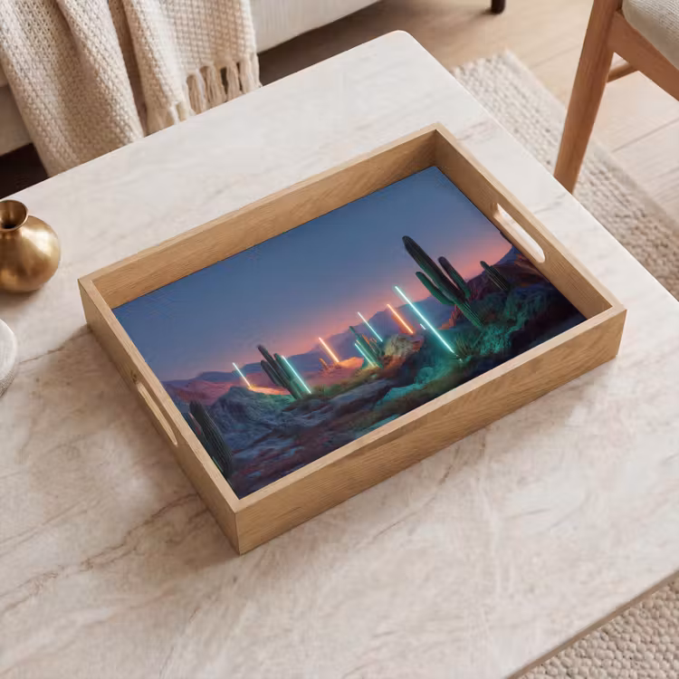 Dienblad - Cactus - Lichtzuilen - Zonsondergang — 2