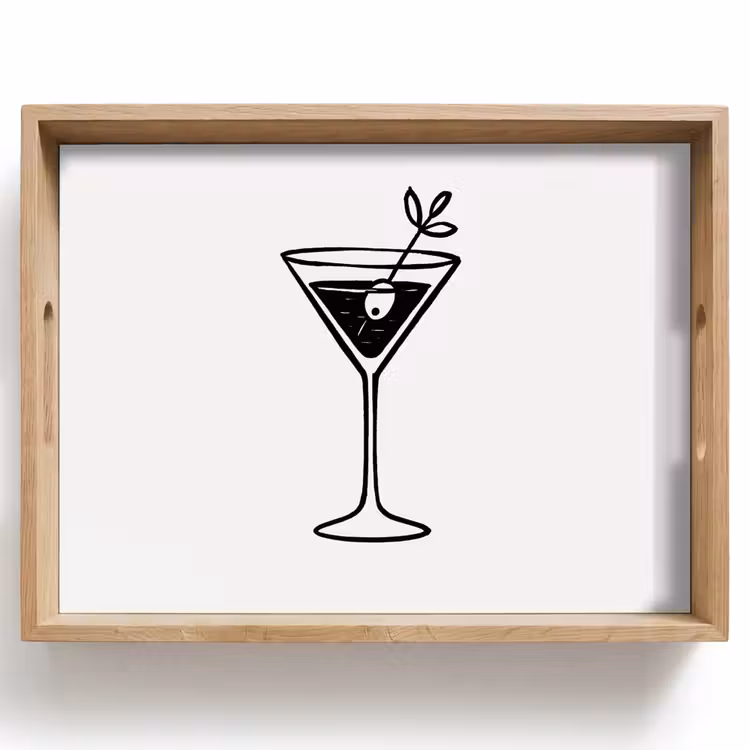 Dienblad - Cocktail - Glas - Olijf - Minimalistisch — 1