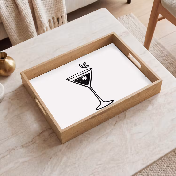 Dienblad - Cocktail - Glas - Olijf - Minimalistisch — 2