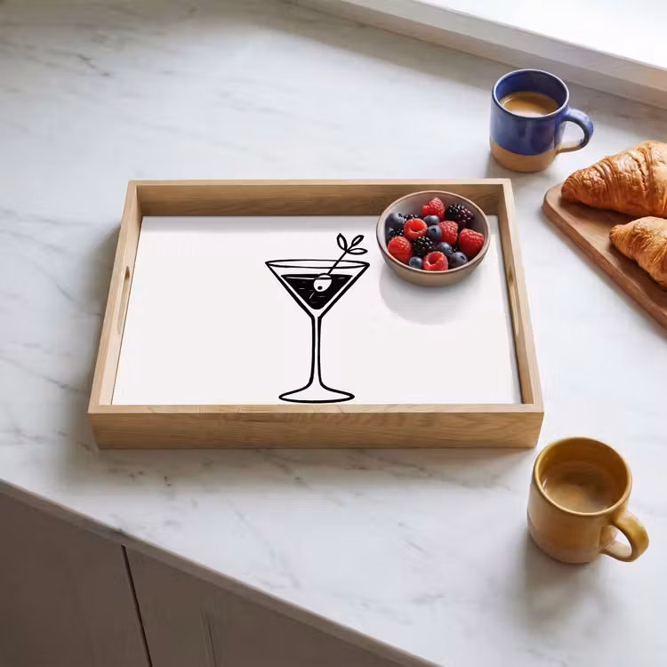Dienblad - Cocktail - Glas - Olijf - Minimalistisch — 4