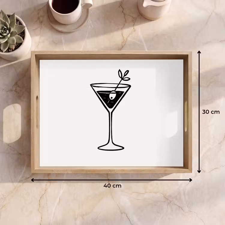 Dienblad - Cocktail - Glas - Olijf - Minimalistisch — 9