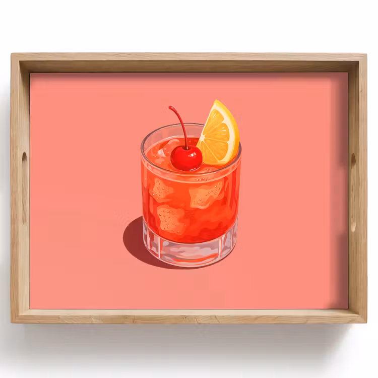Dienblad - Glas - Ijsblokjes - Citroen - Kers — 1