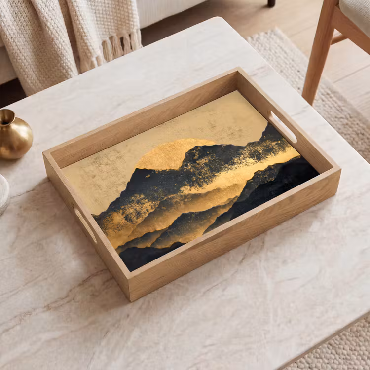 Dienblad - Gouden Bergen bij Maanlicht — 2