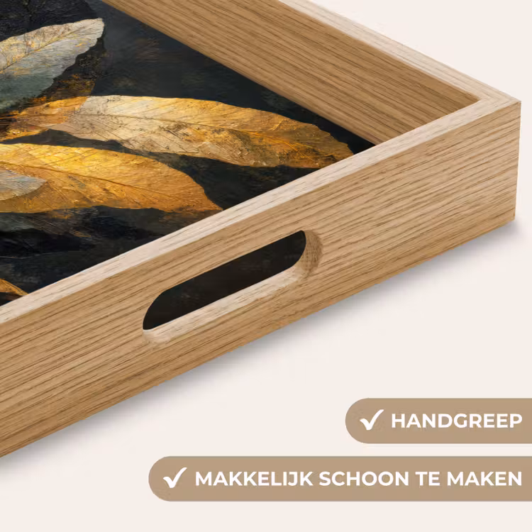 Dienblad - Gouden Bladcompositie – Botanische Luxe — 5