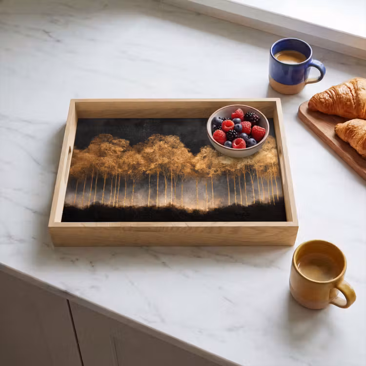 Dienblad - Gouden Bomen in Mistig Landschap — 4