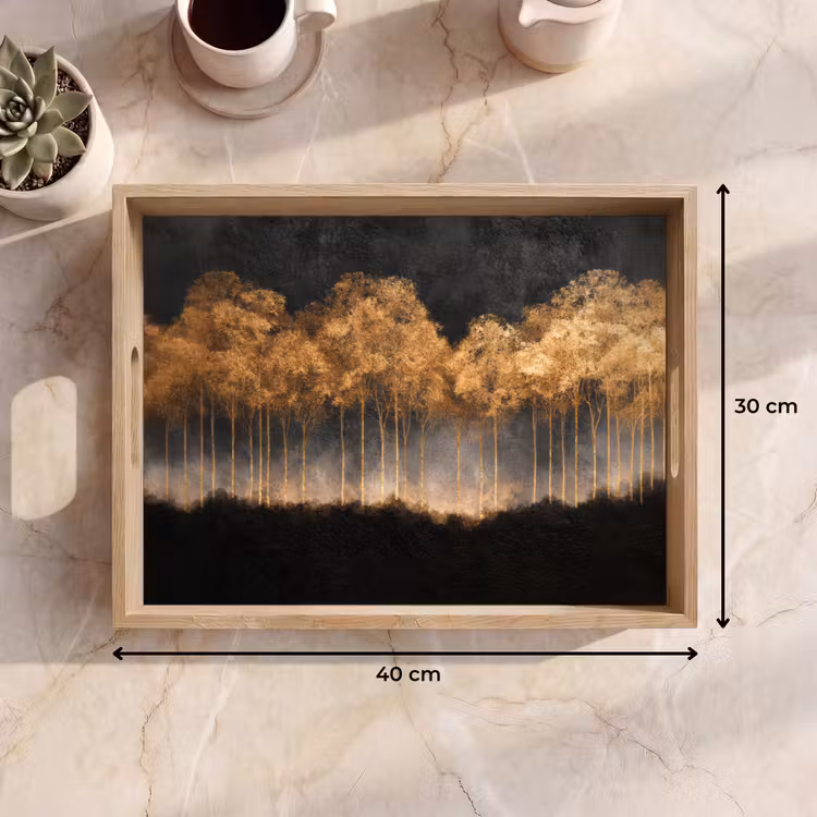 Dienblad - Gouden Bomen in Mistig Landschap — 9
