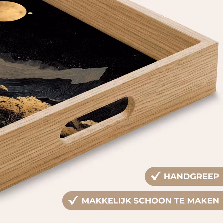 Dienblad - Gouden rivier - Bergen - Maan - Sterrenhemel — 5