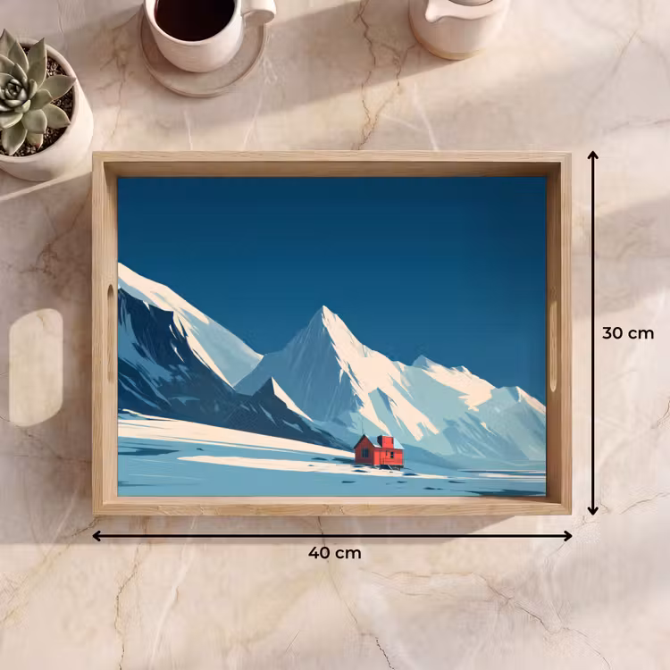 Dienblad - Huis - Berglandschap - Sneeuw — 9